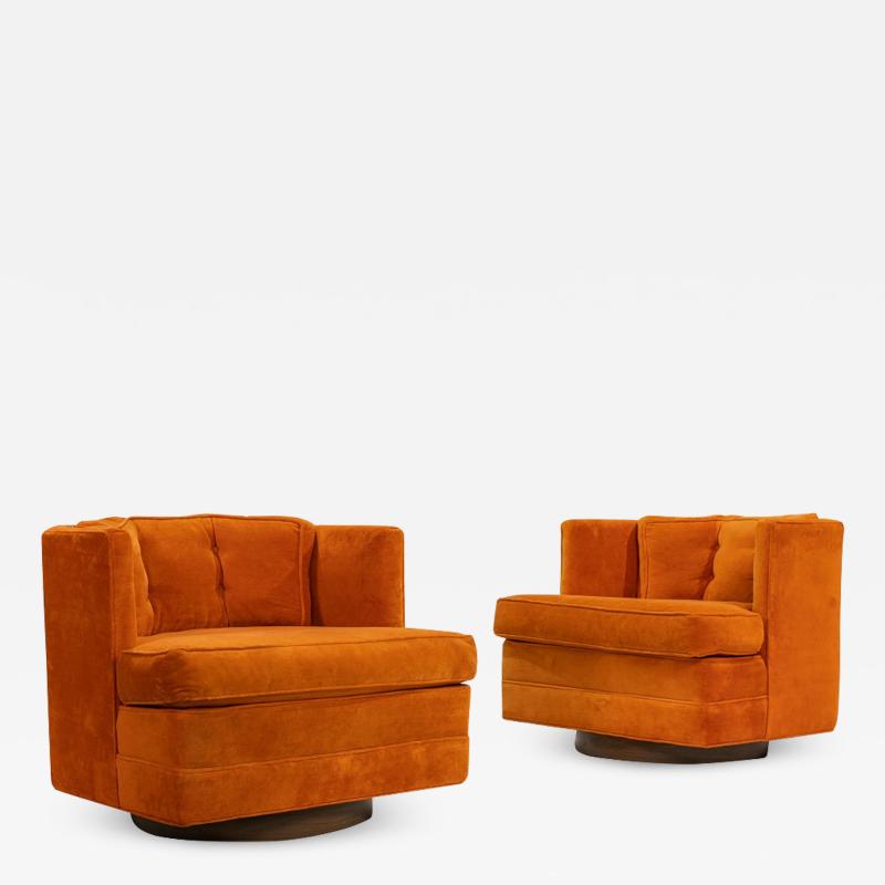 Pair of Mid Century Modern Swivel Lounge Chairs