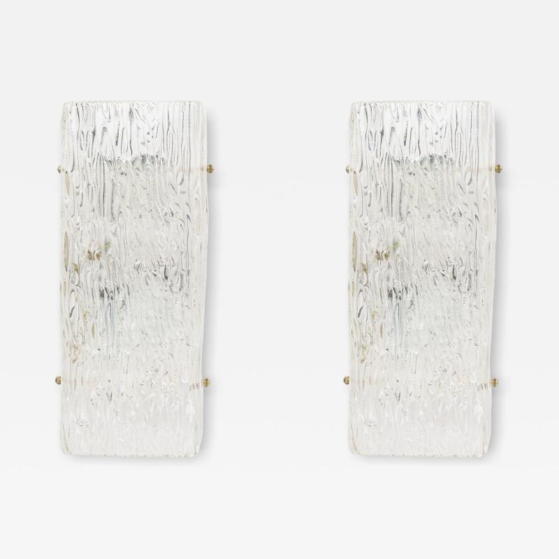 Pair of Mid Century Scandinavian Large Rectangular Murano Glass Wall Sconce
