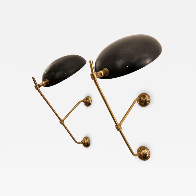 Pair of Mid Century Wall Lights with Perforated Shades