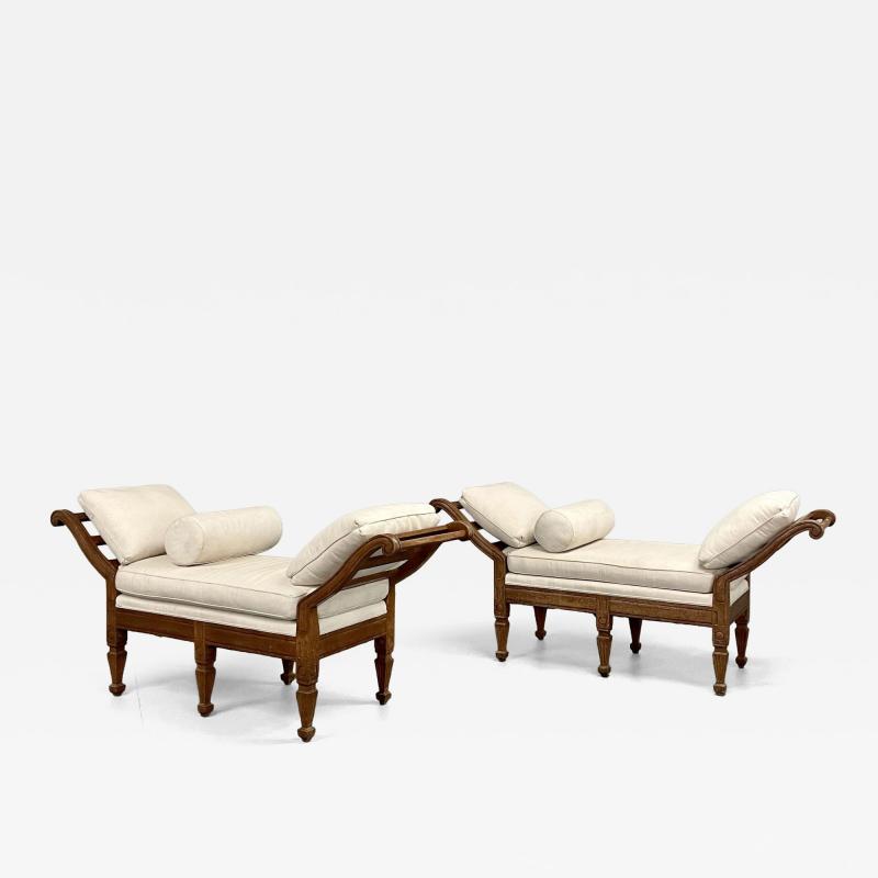 Pair of Mid Century Window Benches Daybeds Custom Upholstery Pillows