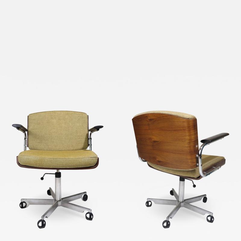 Pair of Mid century Danish Office Desk Chairs in Rosewood Adjustable Height