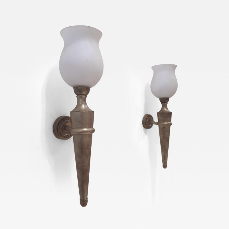 Pair of Mid century Modern wallights attributed to Jean Perzel 