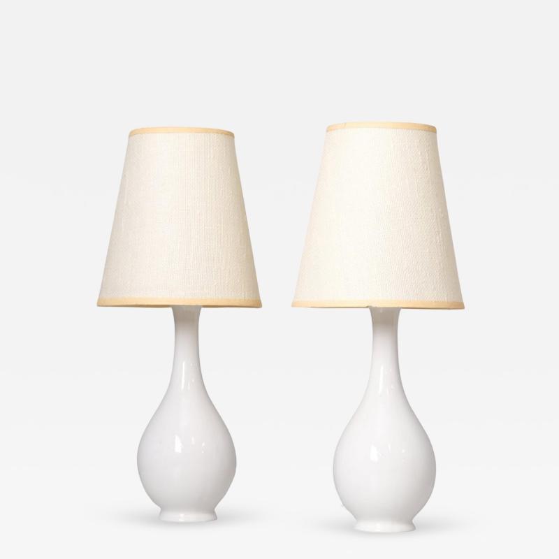 Pair of Minimalist Modernist Finnish Ceramic Table Lamps Arabia 1950s