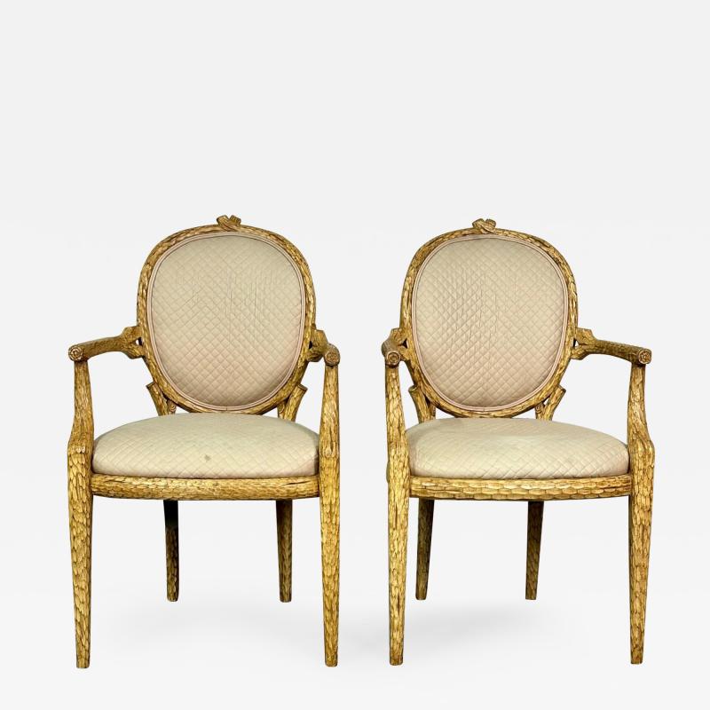 Pair of Modern American Designer Arm Accent Chairs Branch Design