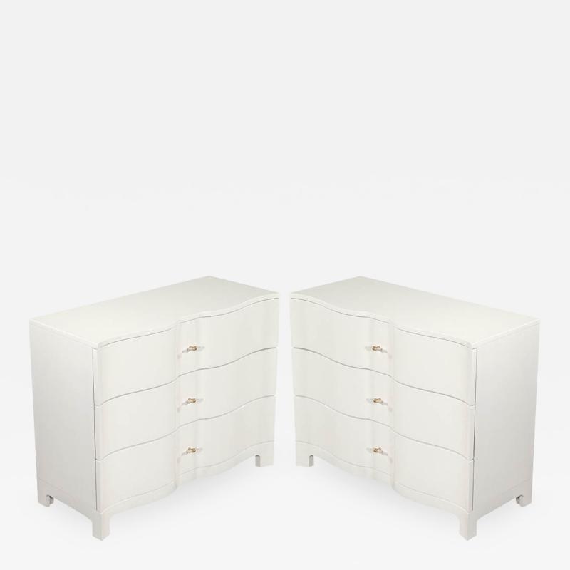 Pair of Modern Cream Chests with Curved Fronts