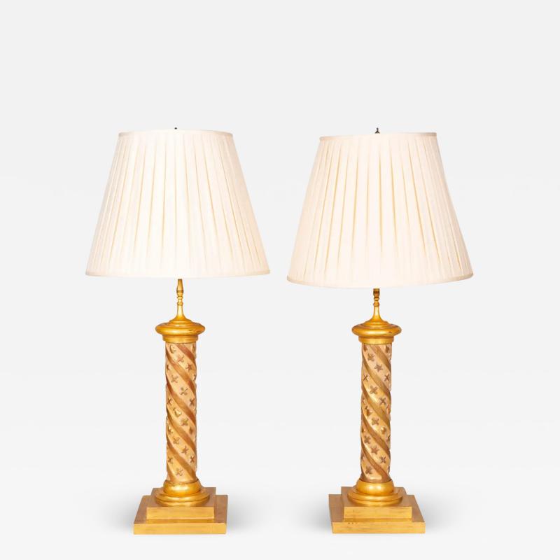 Pair of Modern Giltwood Table Lamps