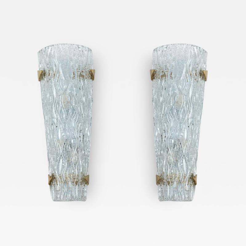 Pair of Modern Icy Shield Shaped Wall Lights Contemporary UL Certified