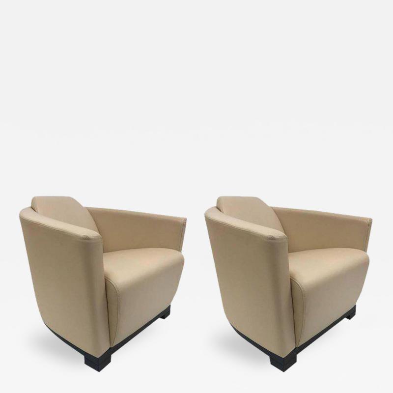 Pair of Modern Italian Leather Club Chairs