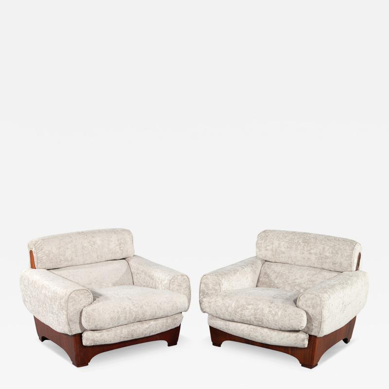 Pair of Modern Italian Lounge Chairs Italy Circa 1970 s
