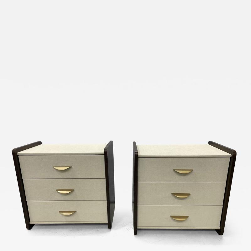 Pair of Modern Linen Chest Nightstands Dressers Walnut Custom American