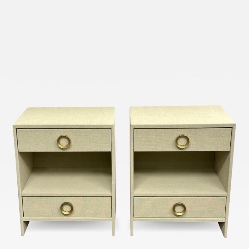 Pair of Modern Linen Chests Commodes or Nightstand Linen Wrapped American