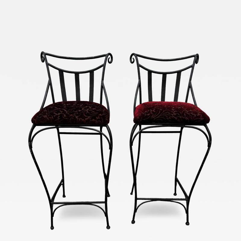 Pair of Modern Wrought Iron French Style Barstools