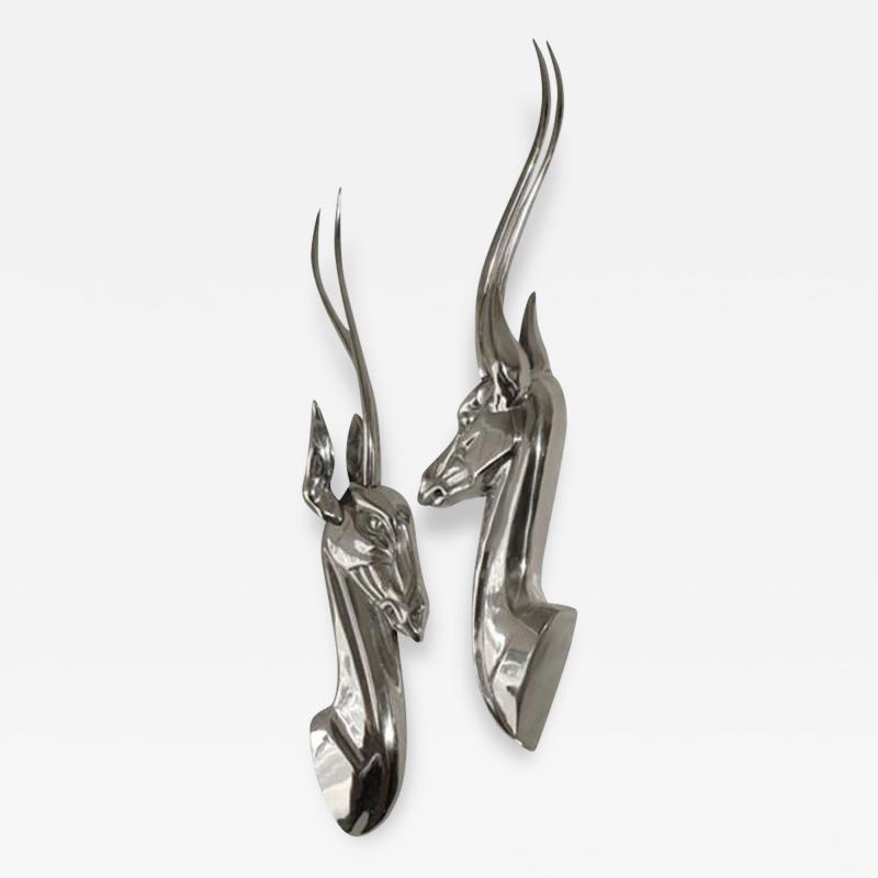 Pair of Modernist Aluminum Antelope Wall Sculptures