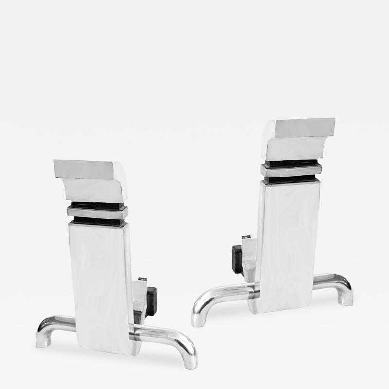 Pair of Modernist Andirons by Wah Chang
