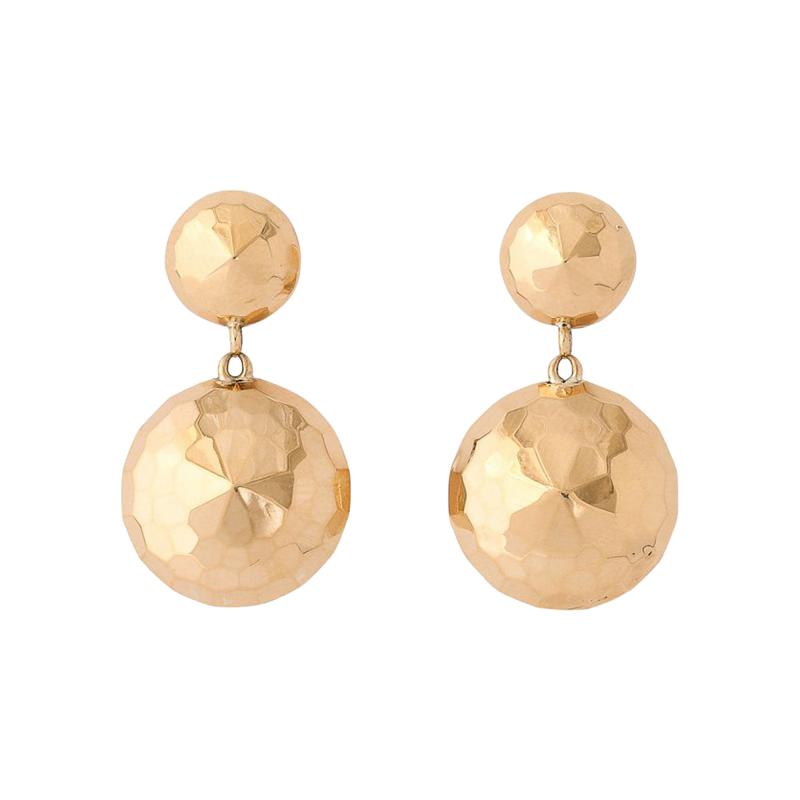 Pair of Modernist Half Dome Faceted 18 Karat Gold Earrings