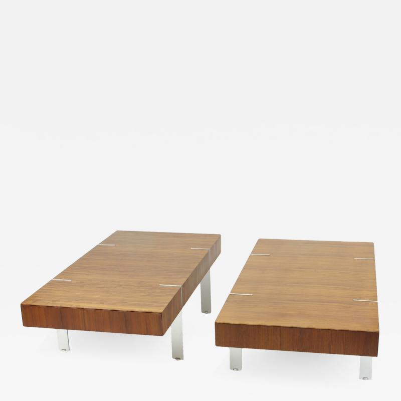 Pair of Modernist Walnut Coffee Tables 1980