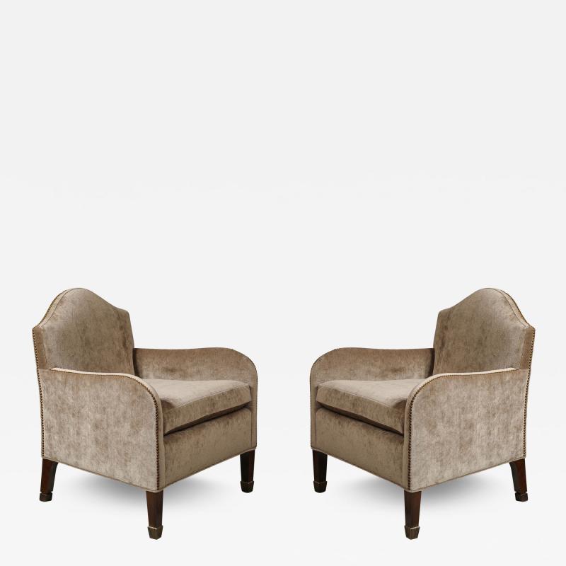 Pair of Mohair Club Chairs