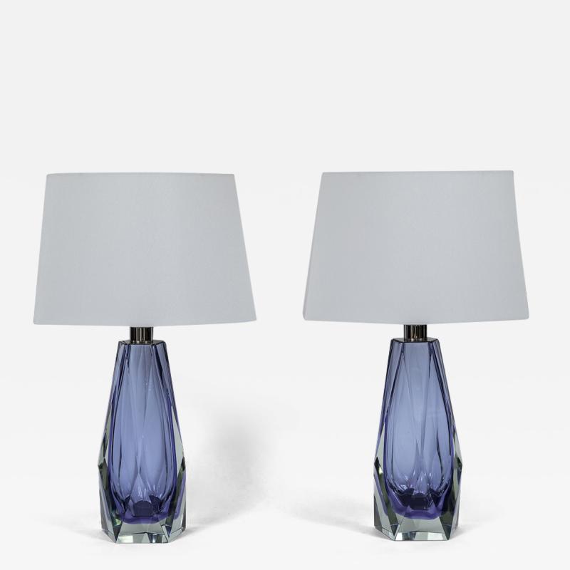 Pair of Murano Gem Faceted Lilac Table Lamps Contemporary