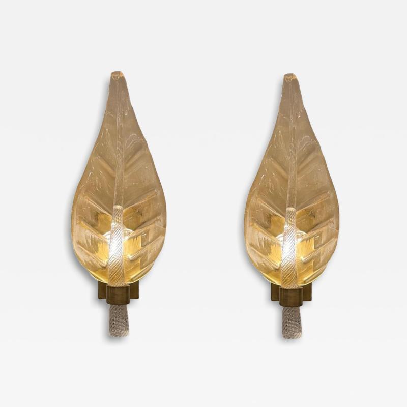 Pair of Murano Glass Leaf Sconces