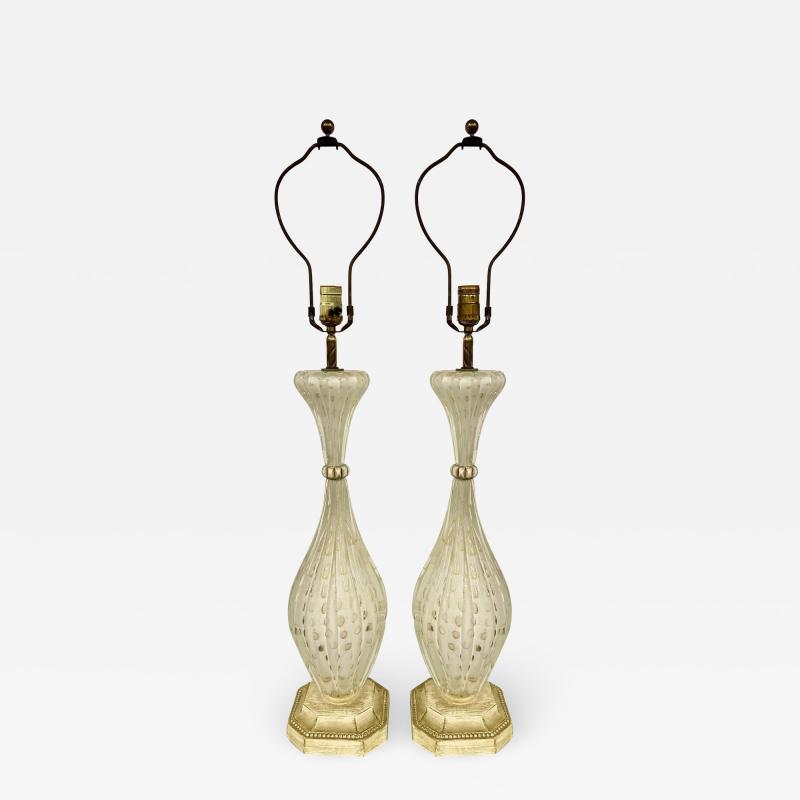 Pair of Murano Glass Speckle Table Lamps Mid Century Modern