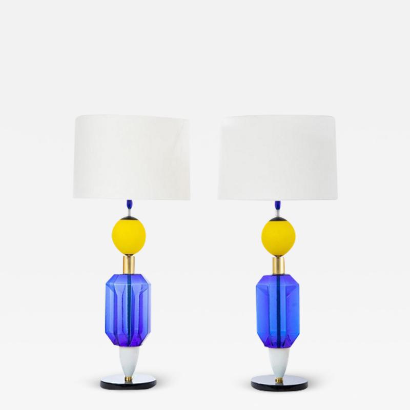 Pair of Murano Glass Studio Table Lamps