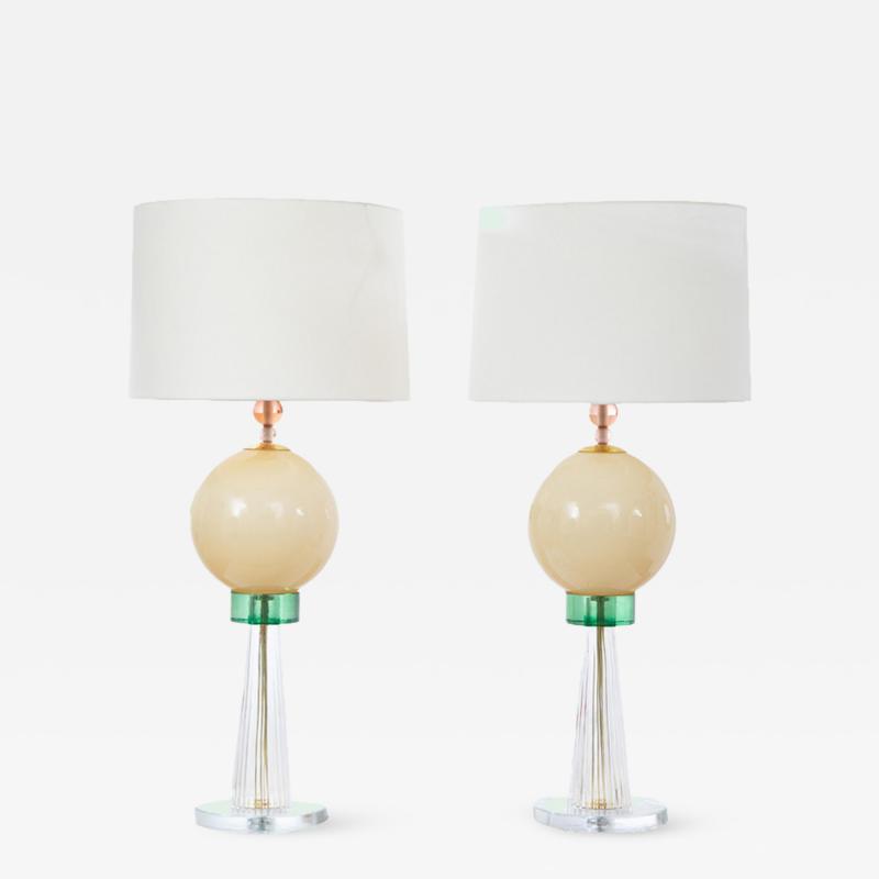 Pair of Murano Glass Studio Table Lamps