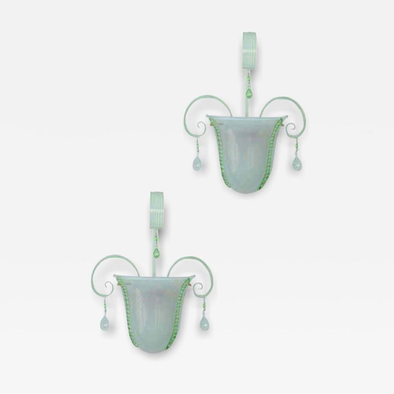 Pair of Murano Glass Wall Lights Sconces