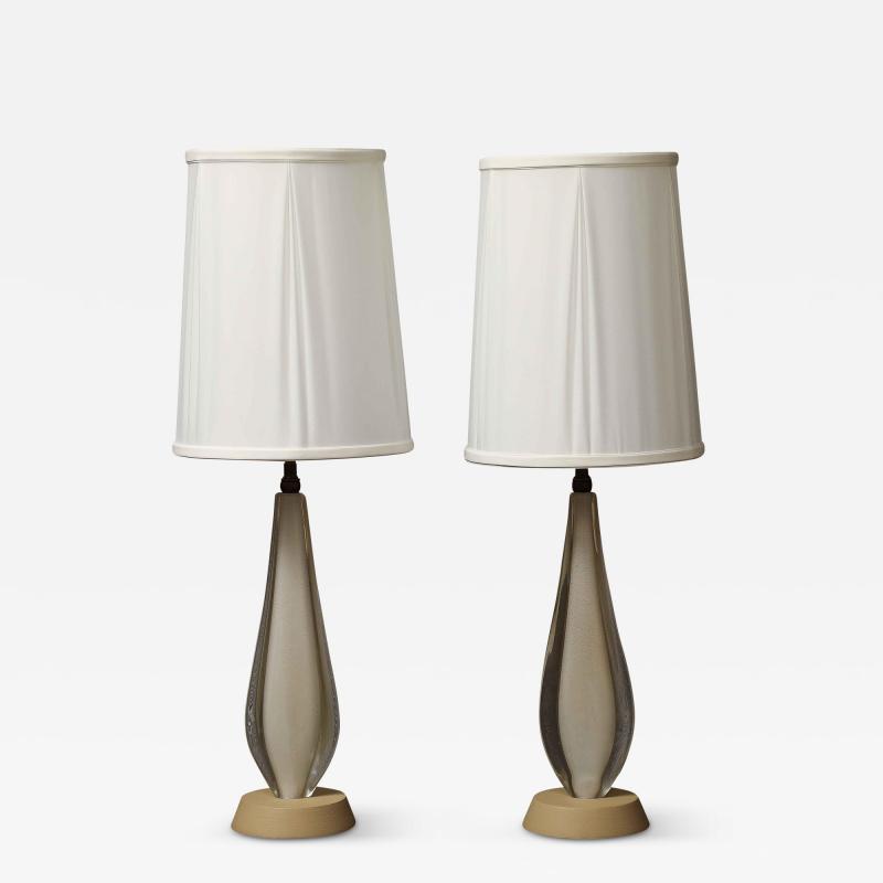 Pair of Murano Sommerso Glass Lamps