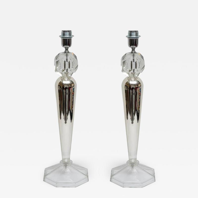 Pair of Murano glass and crystal table lamps