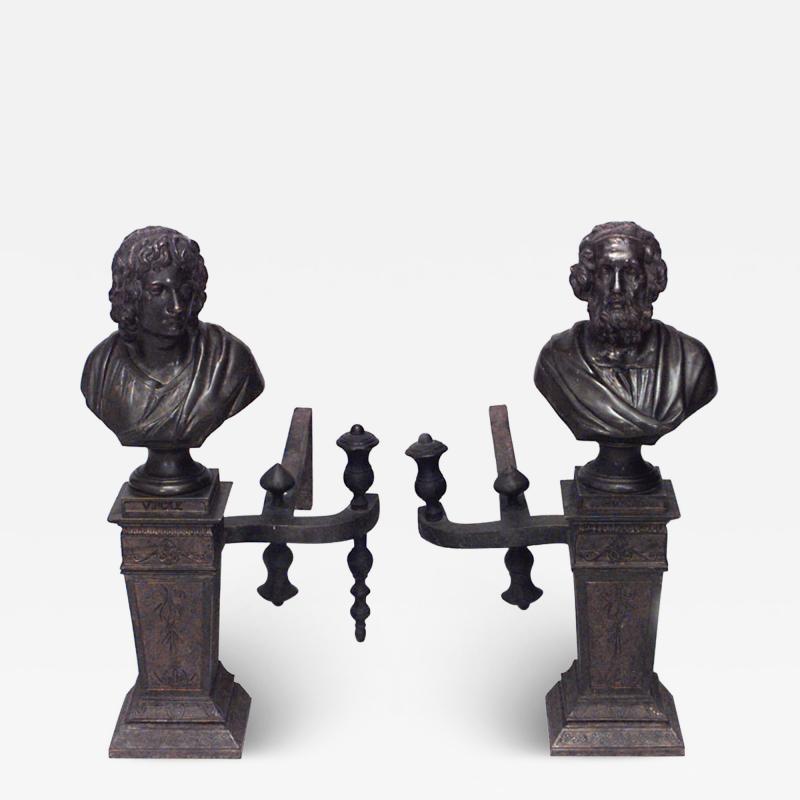 Pair of Neo Classic Homer and Virgil Andirons