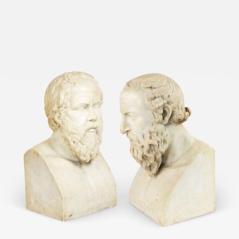 Pair of Neo classic Marble Diogenes Socrates Busts