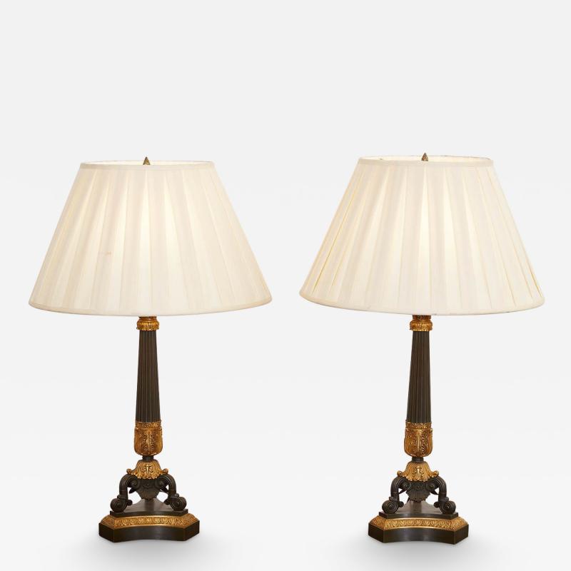 Pair of Neoclassical Bronze and Ormolu Tabletop Lamps