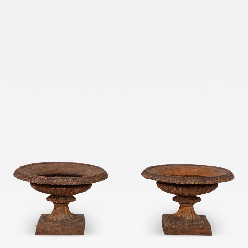 Pair of Neoclassical Cast Iron Urns French early 20th C 