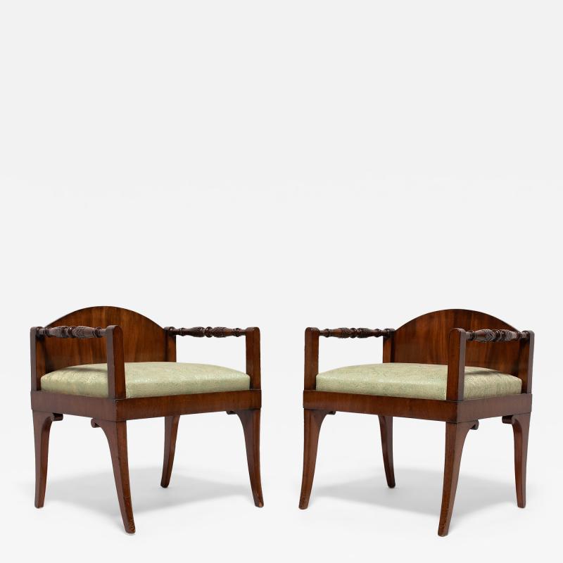Pair of Neoclassical Low Back Armchairs