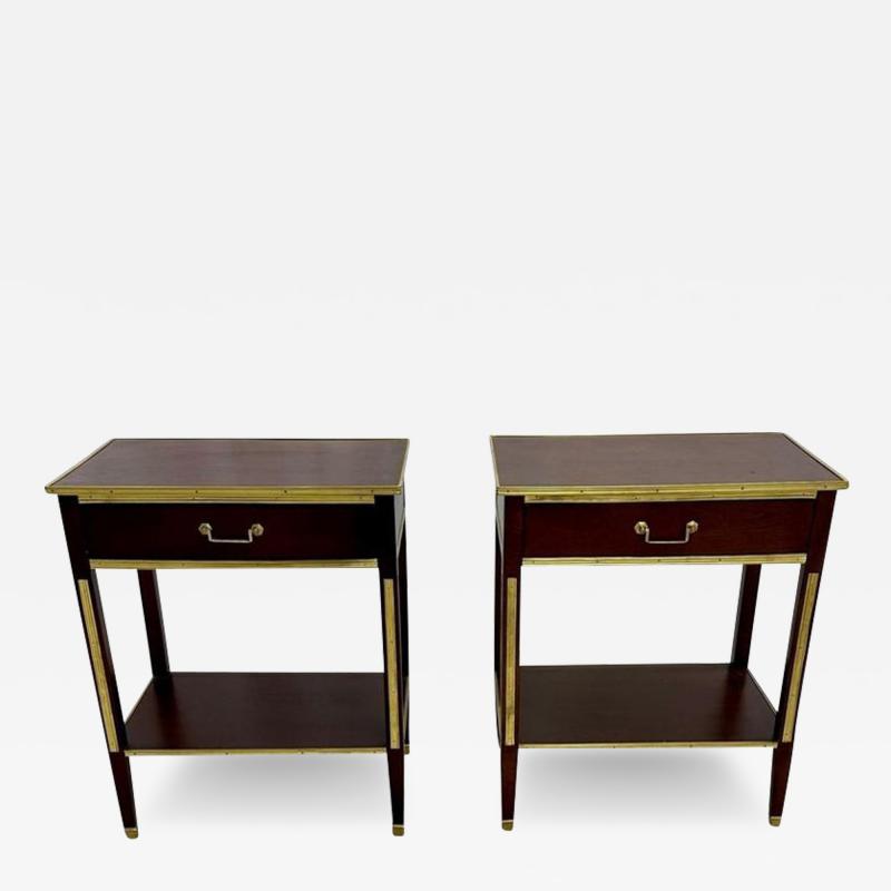 Pair of One Drawer Neoclassical Style Bronze Mounted Mahogany End Side Tables