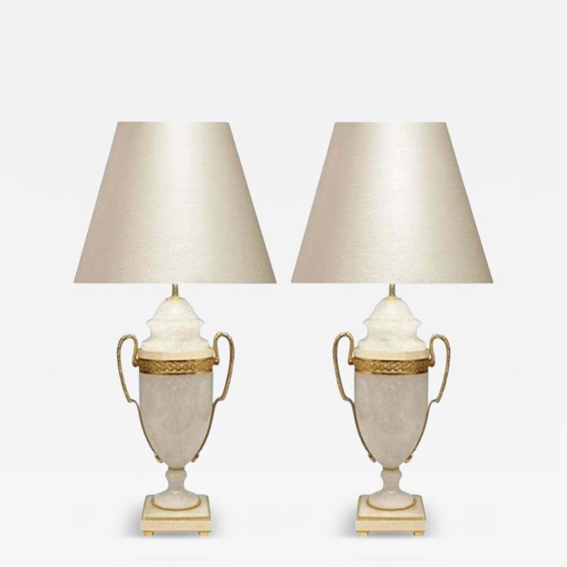 Pair of Ormolu Mount Rock Crystal Lamps