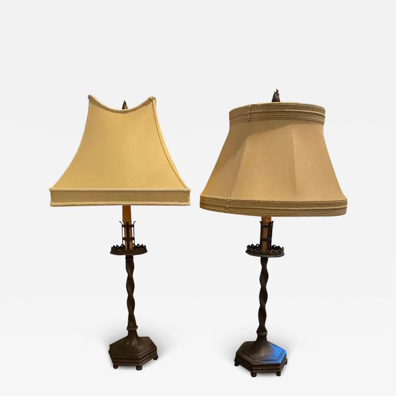 Pair of Oscar Bach Bronze Table Lamps