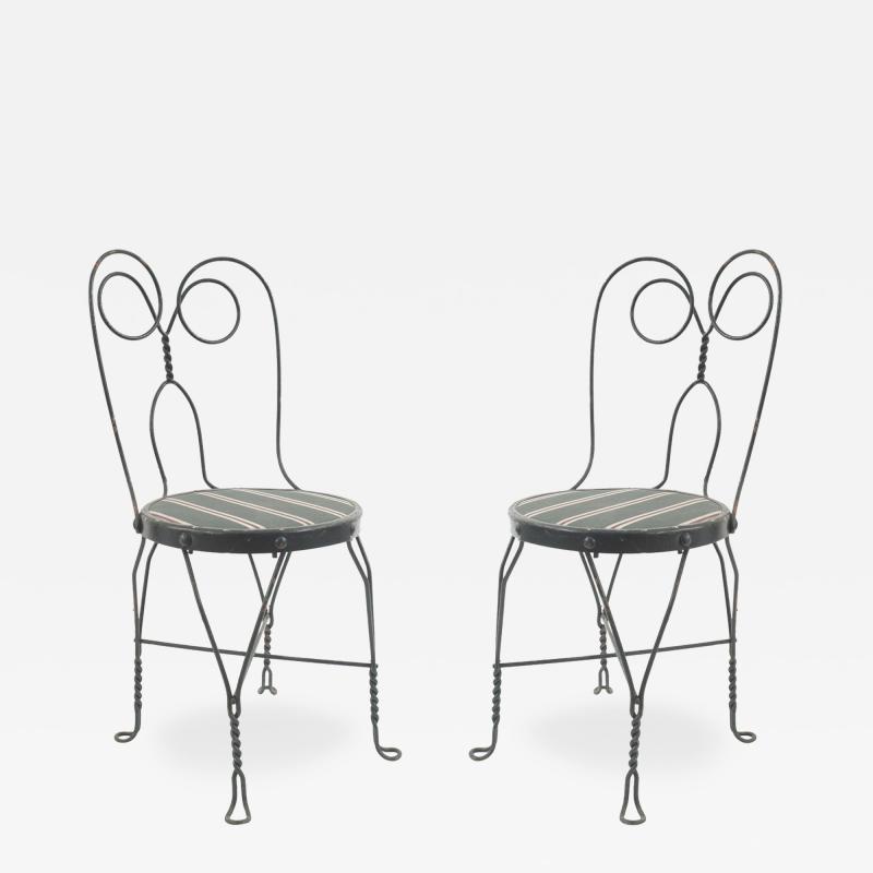 Pair of Outdoor Green Wire Chairs