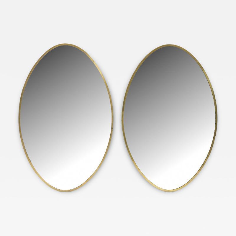 Pair of Oval Brass Mirrors