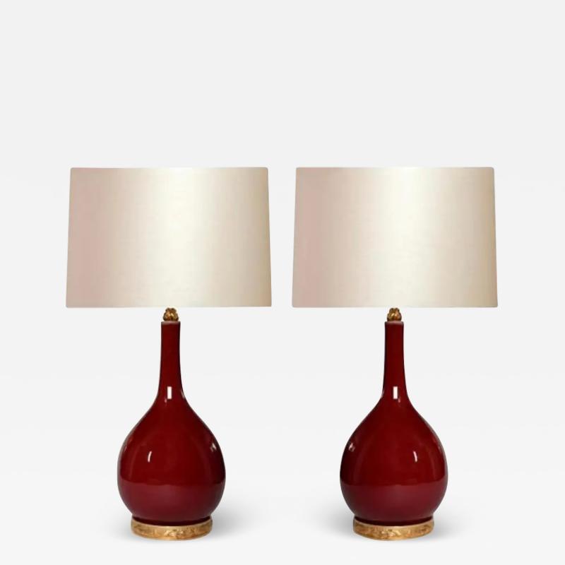 Pair of Oxblood Porcelain Lamps