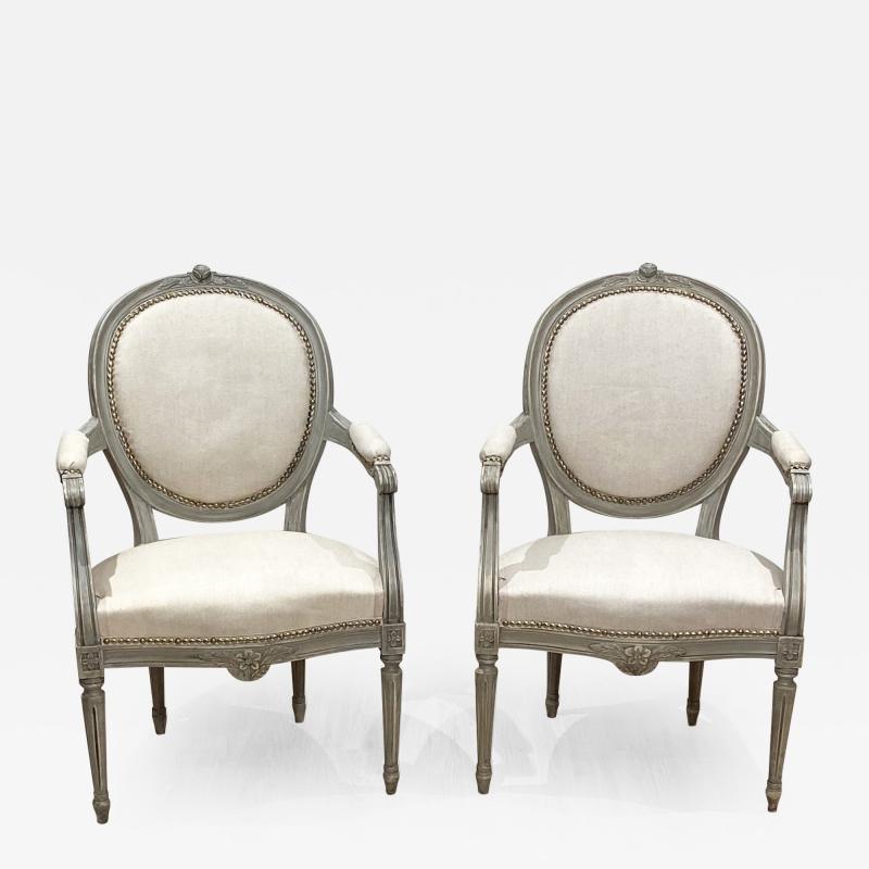 Pair of Painted Armchairs Sweden circa 1900