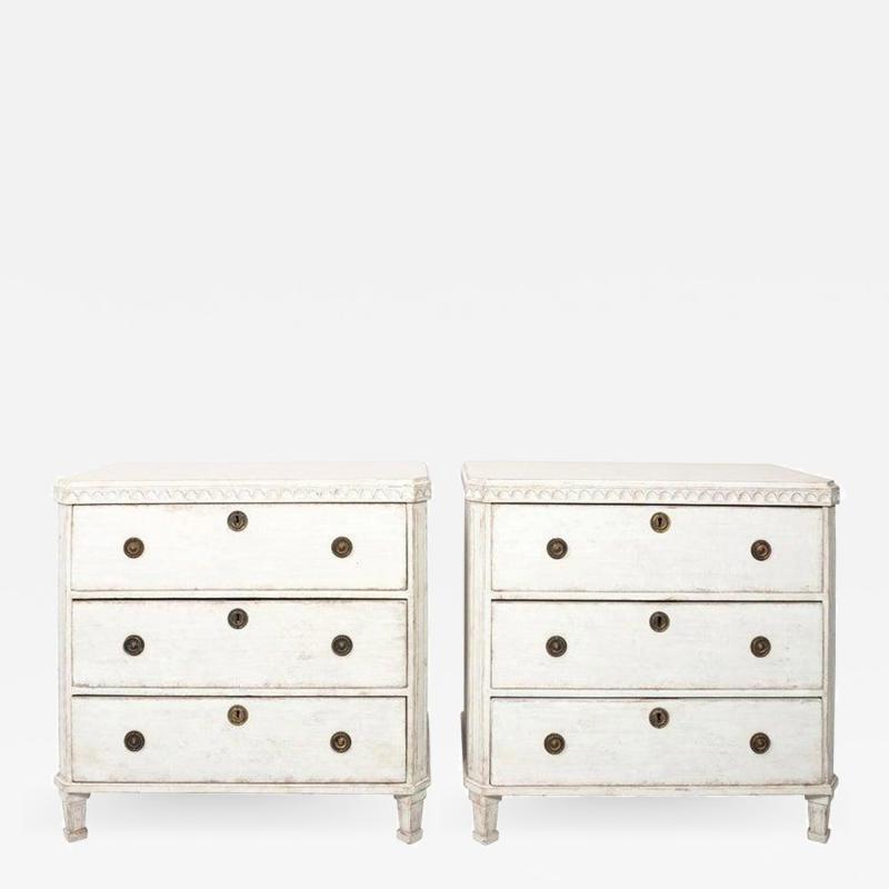 Pair of Painted Gustavian Chest of Drawers