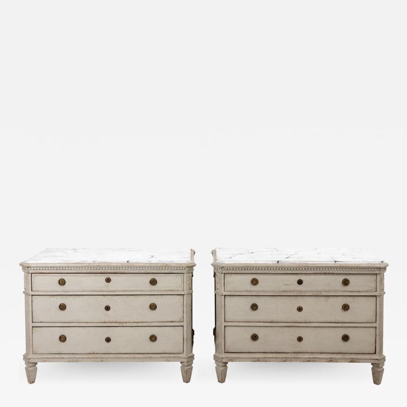 Pair of Painted Gustavian Chest of Drawers