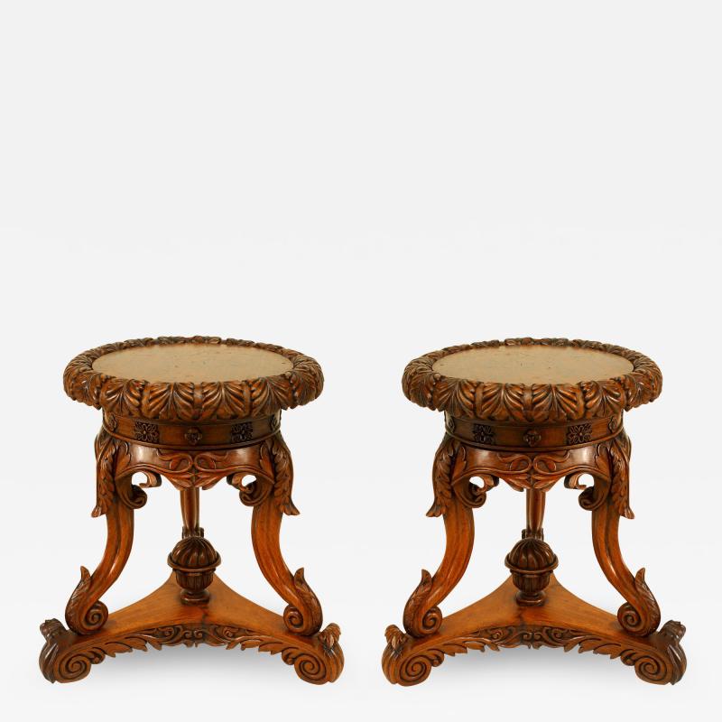 Pair of Pair of English Regency Anglo Indian Rosewood Taborets