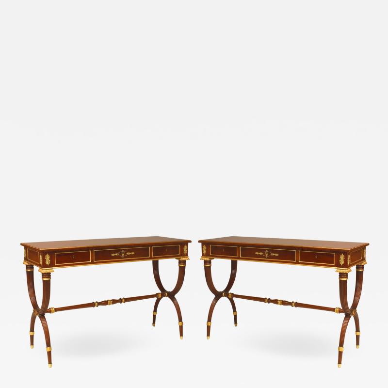 Pair of Pair of English Regency Mahogany Console Tables