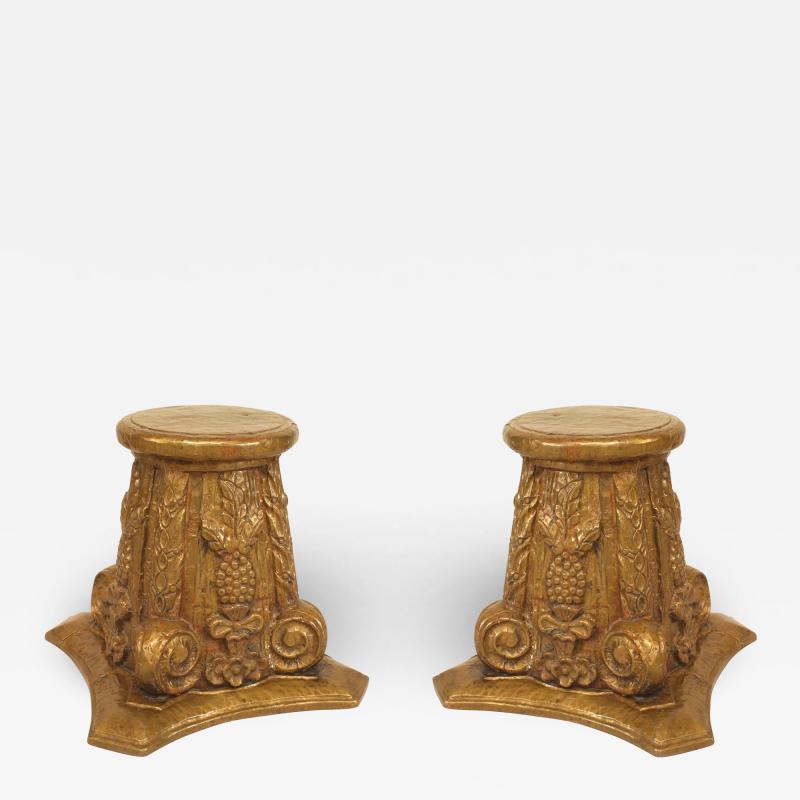 Pair of Pair of French Art Deco Corinthian Column Taborets
