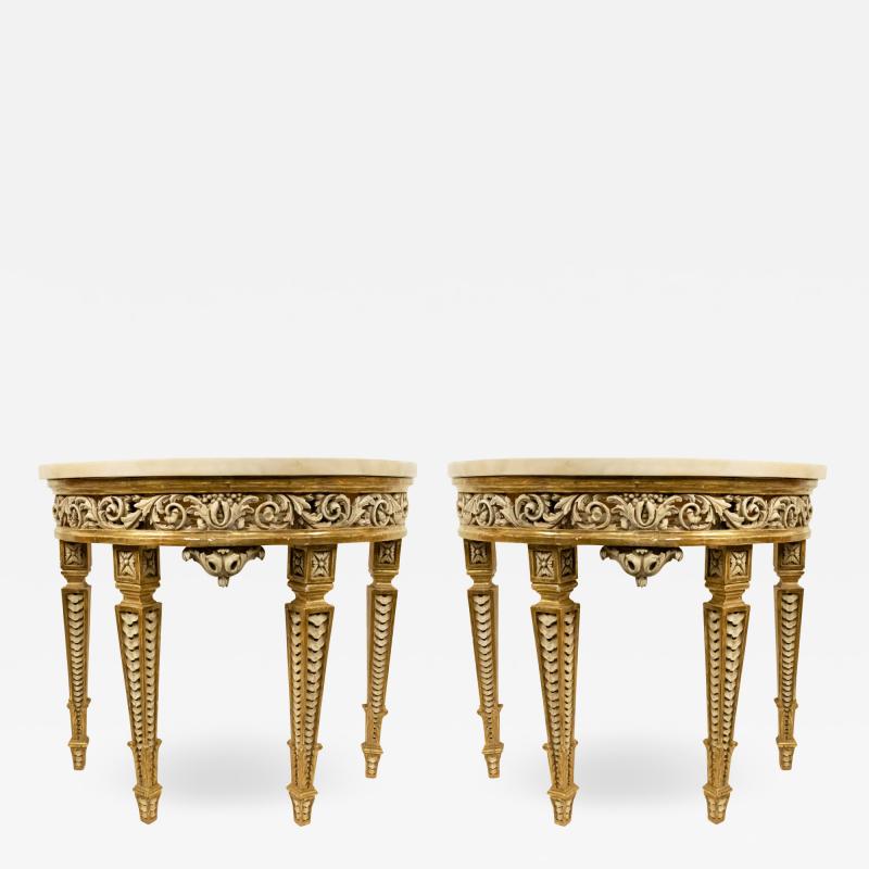 Pair of Pair of Italian Neo Classic Gilt Demilune Console Table