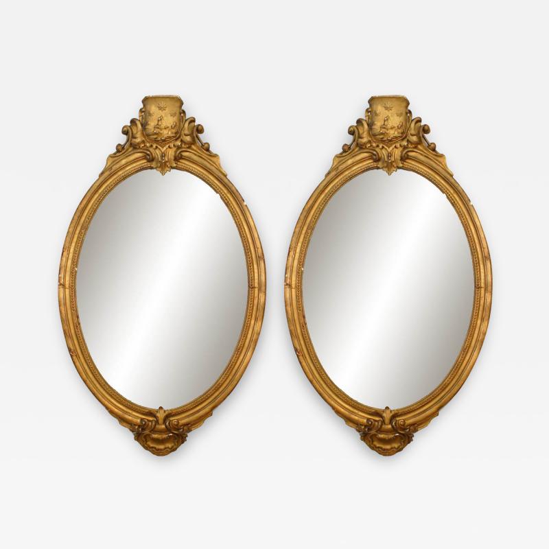 Pair of Pair of Italian Rococo Style Gilt Oval Frames