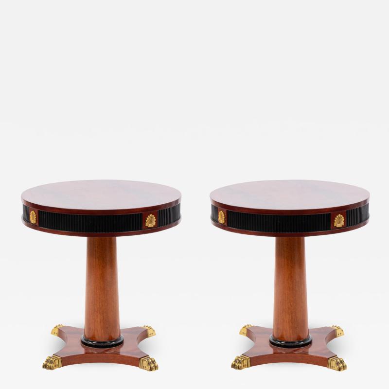 Pair of Pair of Mahogany Empire Style Drum Tables