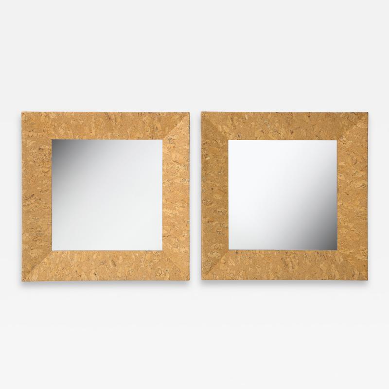 Pair of Paul Franklin Style Cork Square Mirrors